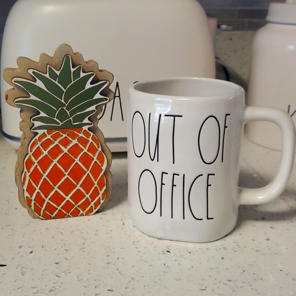 Rae Dunn mug "Out of Office"